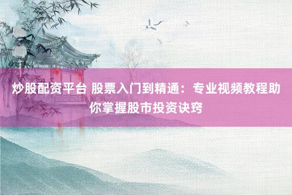 炒股配资平台 股票入门到精通：专业视频教程助你掌握股市投资诀窍