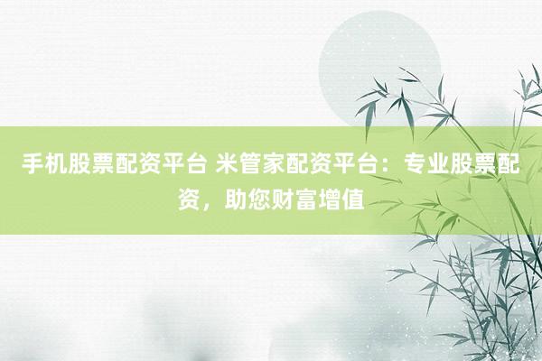 手机股票配资平台 米管家配资平台：专业股票配资，助您财富增值