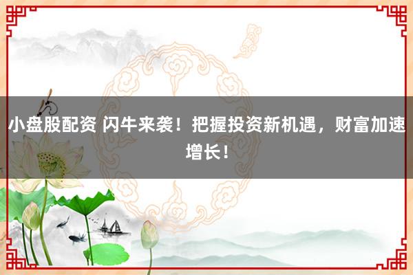 小盘股配资 闪牛来袭！把握投资新机遇，财富加速增长！