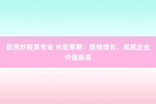 配资炒股真专业 长宏策略：稳健增长，成就企业价值新高