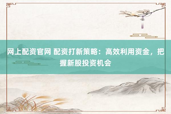 网上配资官网 配资打新策略：高效利用资金，把握新股投资机会