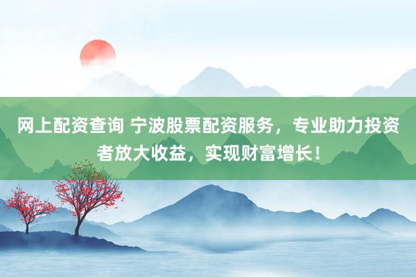 网上配资查询 宁波股票配资服务，专业助力投资者放大收益，实现财富增长！