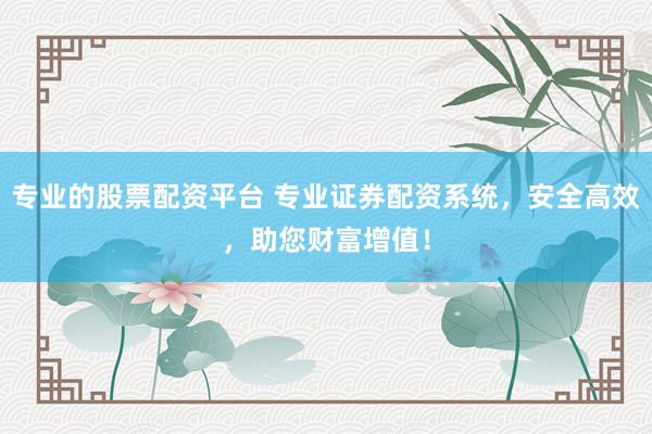 专业的股票配资平台 专业证券配资系统，安全高效，助您财富增值！