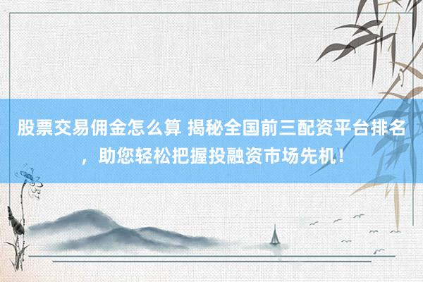 股票交易佣金怎么算 揭秘全国前三配资平台排名,助您轻松把握投融资市场先机!