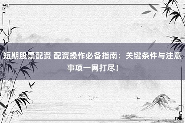 短期股票配资 配资操作必备指南：关键条件与注意事项一网打尽！