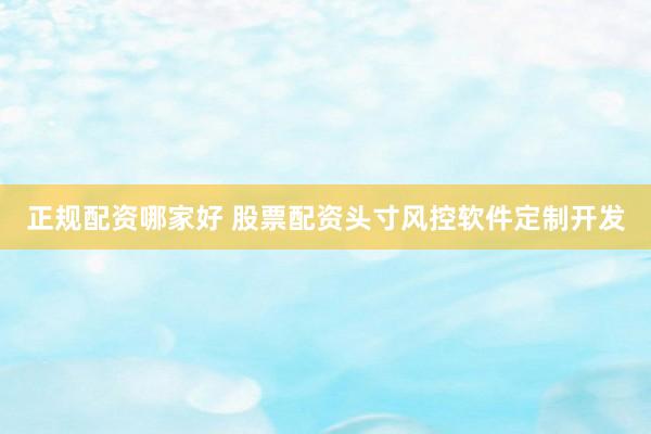 正规配资哪家好 股票配资头寸风控软件定制开发
