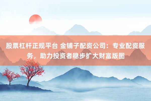 股票杠杆正规平台 金铺子配资公司：专业配资服务，助力投资者稳步扩大财富版图