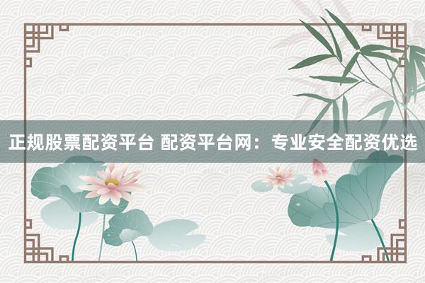 正规股票配资平台 配资平台网：专业安全配资优选